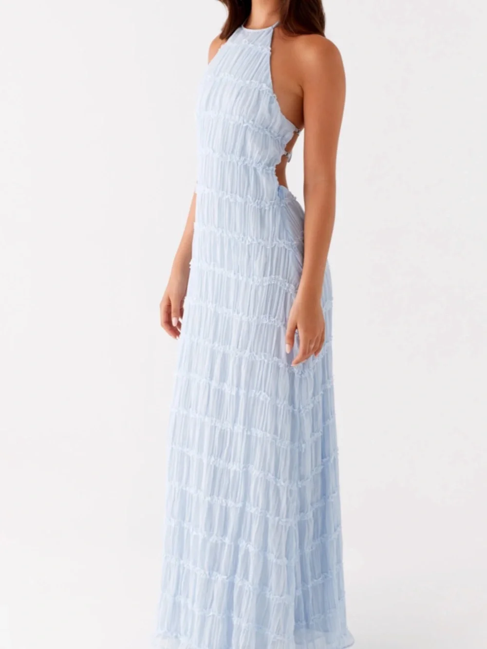 Pepper Mayo Light Blue Halter Maxi Dress - Picture 1 of 8